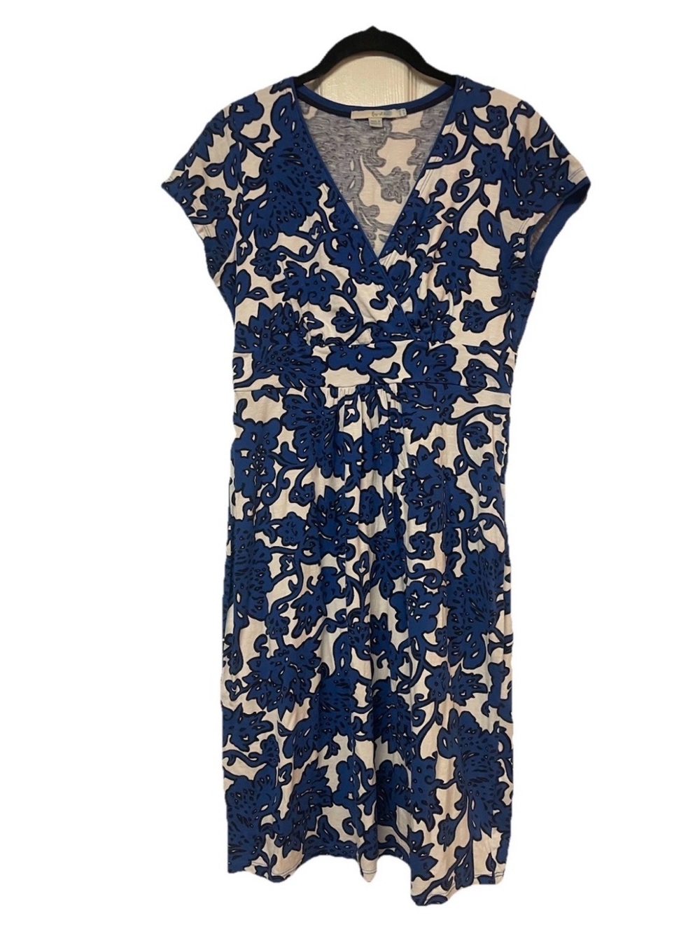 Boden Jersey Dress in Island Sapphire Island Vine Size 8R cap sleeved - Picture 2 of 10